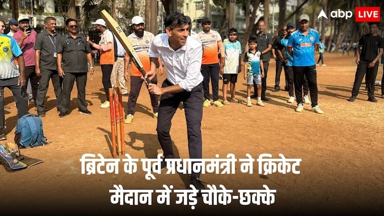 rishi sunak played cricket in mumbai shares pics on social media viral
