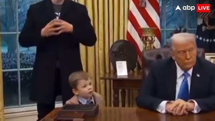 elon musk son nose wiping resolute desk-donald trump historic piece of furniture for refinishing